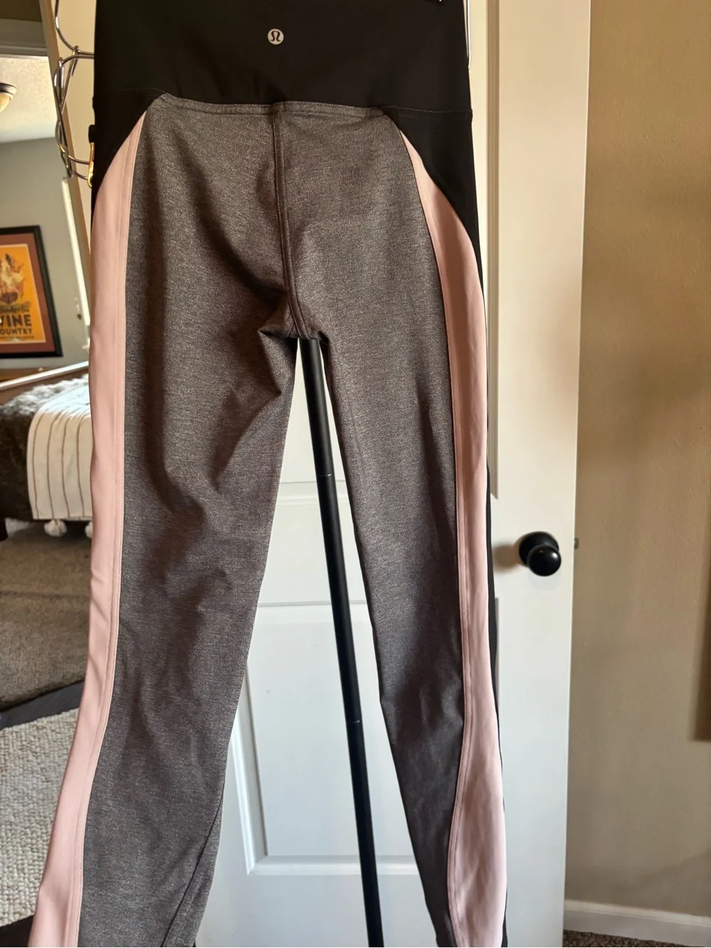 lululemon athletica Gray Leggings with Black & Pink Side Panels